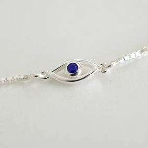 CZ evil eye adjustable bracelet sterling silver tiny evil eye bracelet mini evil eye protection bracelet image 3