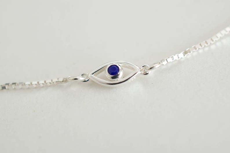 CZ evil eye adjustable bracelet sterling silver tiny evil eye bracelet mini evil eye protection bracelet image 3