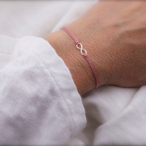 tiny infinity bracelet   - silk cord bracelet - adjustable eternity bracelet  - friendship bracelet - bff