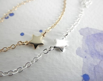 Mini gold  star  necklace - 14K gold-filled chain - single star - gold star necklace - chain necklace - teeny tiny charm - dainty jewelry