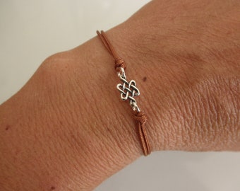 Celtic knot friendship bracelet sterling silver - endless knot - adjustable knot bracelet - tiny celtic knot bracelet