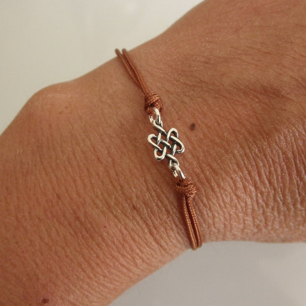 Celtic knot friendship bracelet sterling silver - endless knot - adjustable knot bracelet - tiny celtic knot bracelet