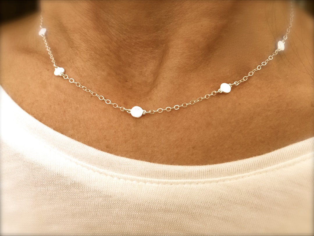 Disc Station Necklace Multi Disc Silver Disc Necklace Gold Disc