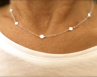 Disc Station Necklace - Multi Disc - - Silver Disc Necklace - Gold Disc Necklace - Chain Necklace - Teeny Tiny Discs - Dainty