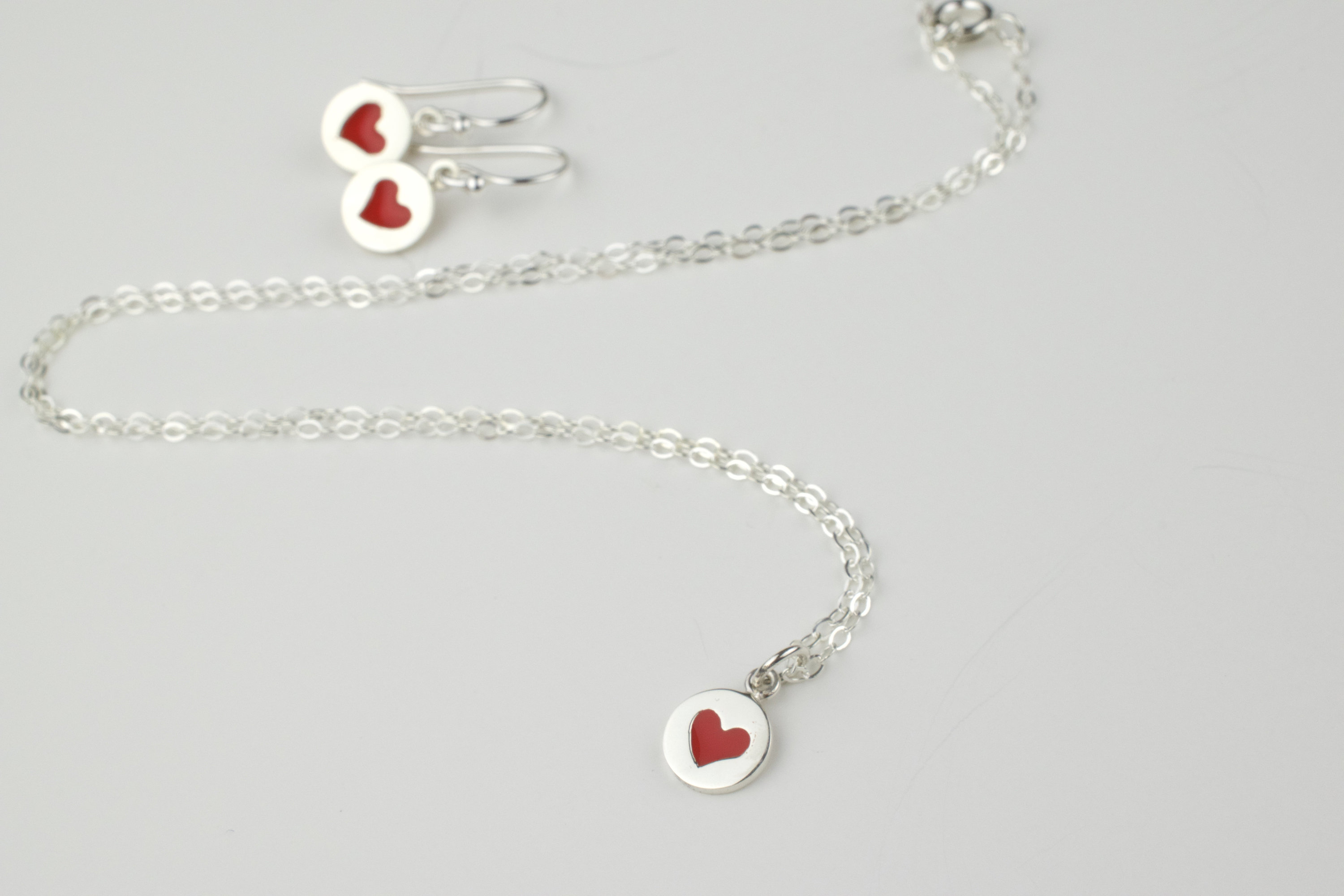 Heart jewelry set red heart jewelry enamel heart Etsy