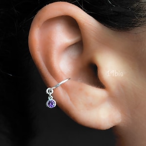 Dangle Birthstone Ear Cuff: Sterling Silver or Gold Vermeil