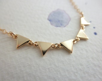 gold triangle necklace - 14K gold-filled chain  - multi gold triangle necklace - chain necklace - teeny tiny triangle - dainty jewelry