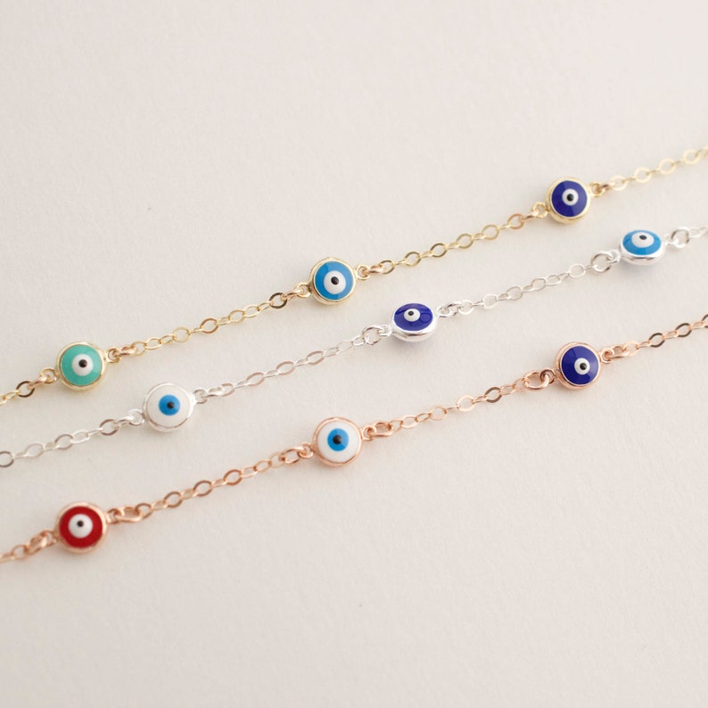 multi color evil eye bracelet multi evil eye bracelet protection eye bracelet blue white red turquoise evil eye tiny evil eye immagine 2