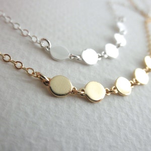 mini disc necklace - multi disc - 925 solid sterling silver - silver disc necklace - chain necklace - teeny tiny discs - dainty jewelry