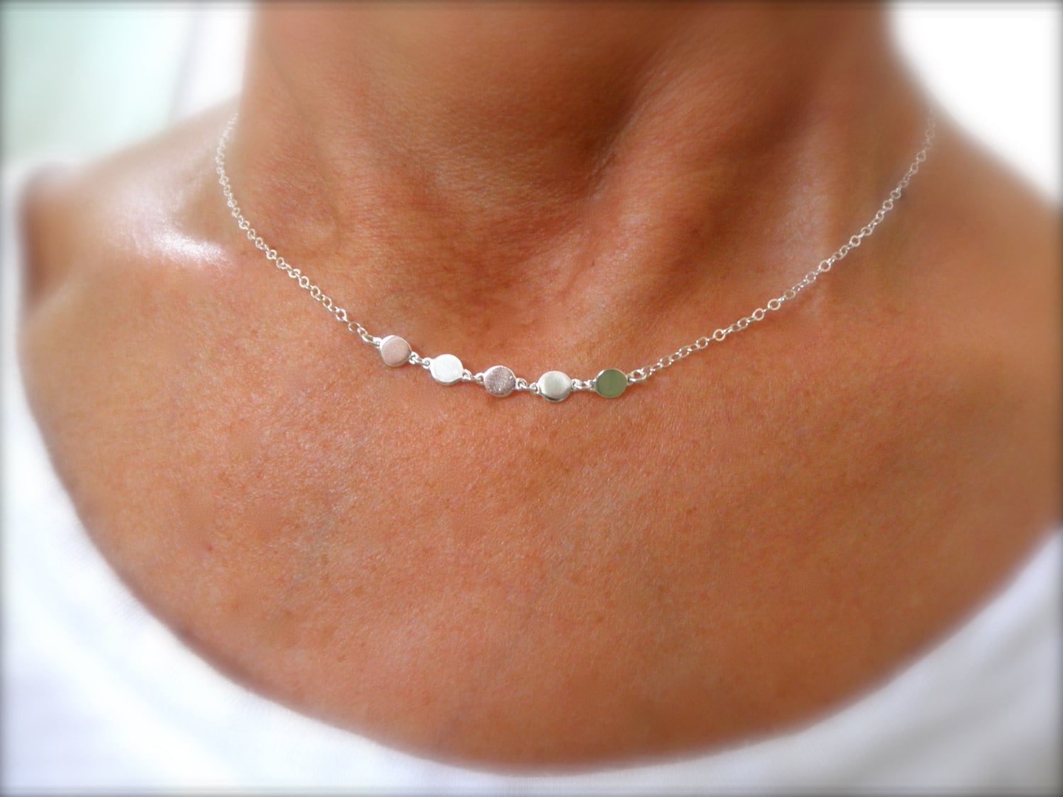 Mini Disc Necklace Multi Disc 925 Solid Sterling Silver Etsy