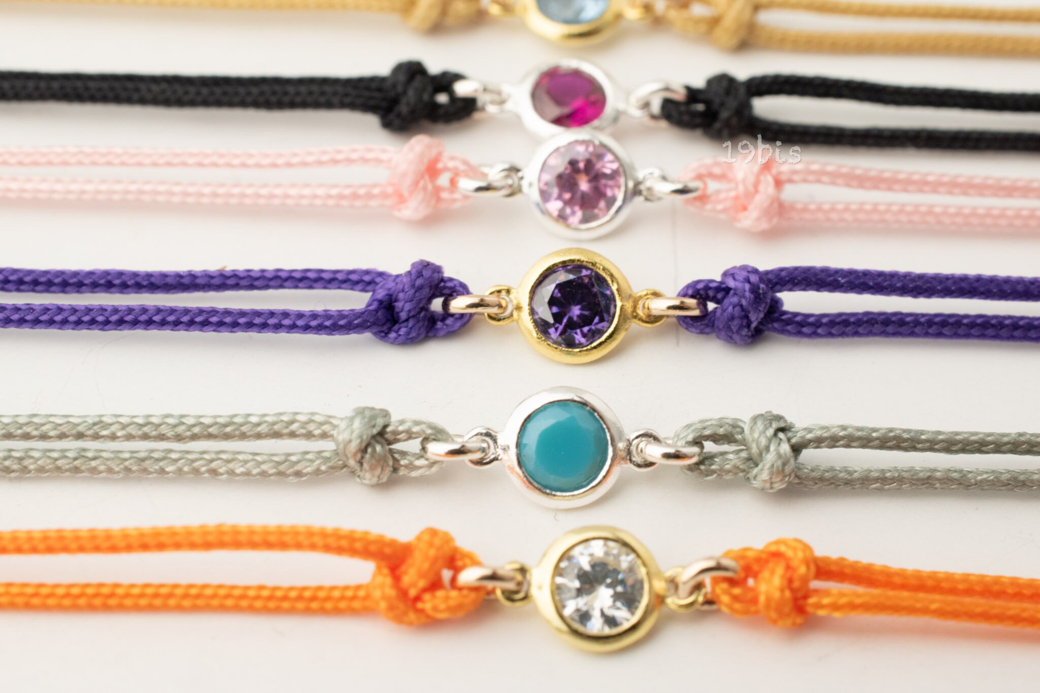 Zirconia Birthstone Bracelet -cord Bracelet - Customized