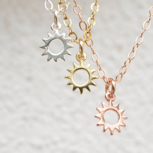 little sunshine  necklace - tiny sunshine pendant - silver - gold - rose gold - my sunshine - sunshine pendant