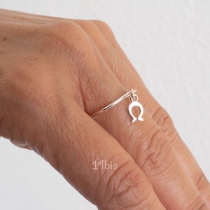 Tiny horseshoe  dangle ring - lucky ring - lucky charm -  gold dangle ring - silver dangle ring