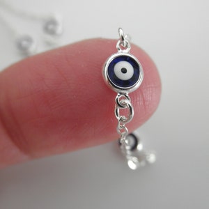 Station Blue evil eye necklace solid 925 sterling silver protection necklace sterling evil eyes image 2