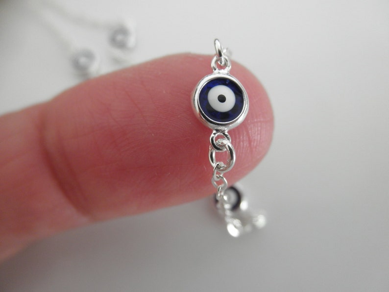 Station Blue evil eye necklace solid 925 sterling silver protection necklace sterling evil eyes image 2