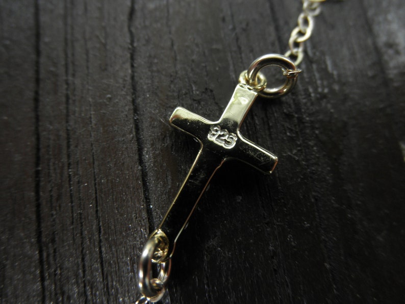 CZ sideways vermeil cross anklet bracelet on goldfilled chain