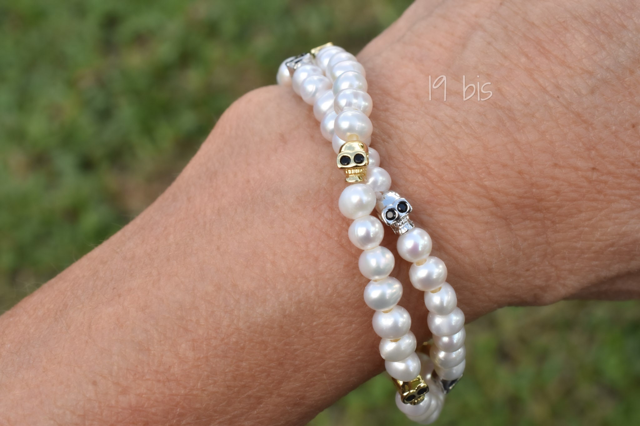 Pearl Skull Bracelet - Etsy