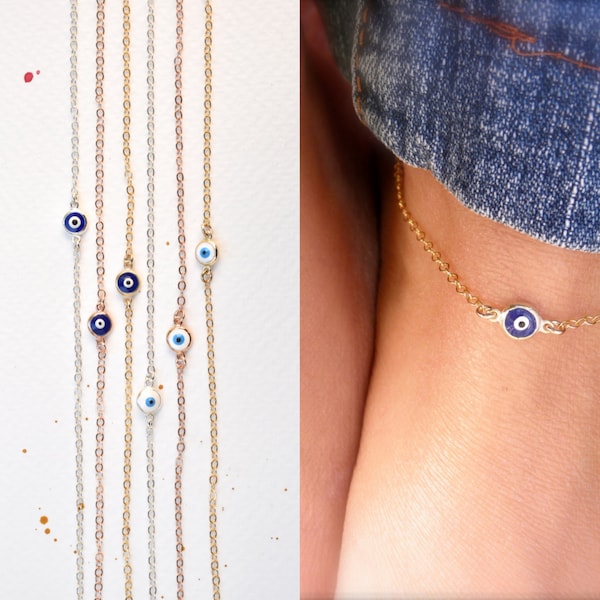 Evil eye anklet - evil eye ankle bracelet - protection anklet - silver eye - gold eye - rose gold evil eye anklet