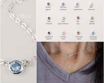 Solitaire birthstone necklace  - tiny cz birthstone - birth stone charms - cubic zirconia  birth stone