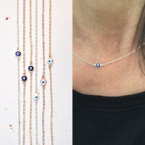 Evil eye  necklace - protection necklace - blue evil eye - white-aqua evil eye - silver eye - gold eye - rose gold evil eye necklace