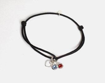 Birthstones heart dangle charms Bracelet: personalized family gift