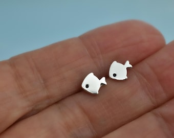 Tiny Fish Stud Earrings - Minimalist Ocean Jewelry Gift for Marine Lovers  Beach Summer Accessories