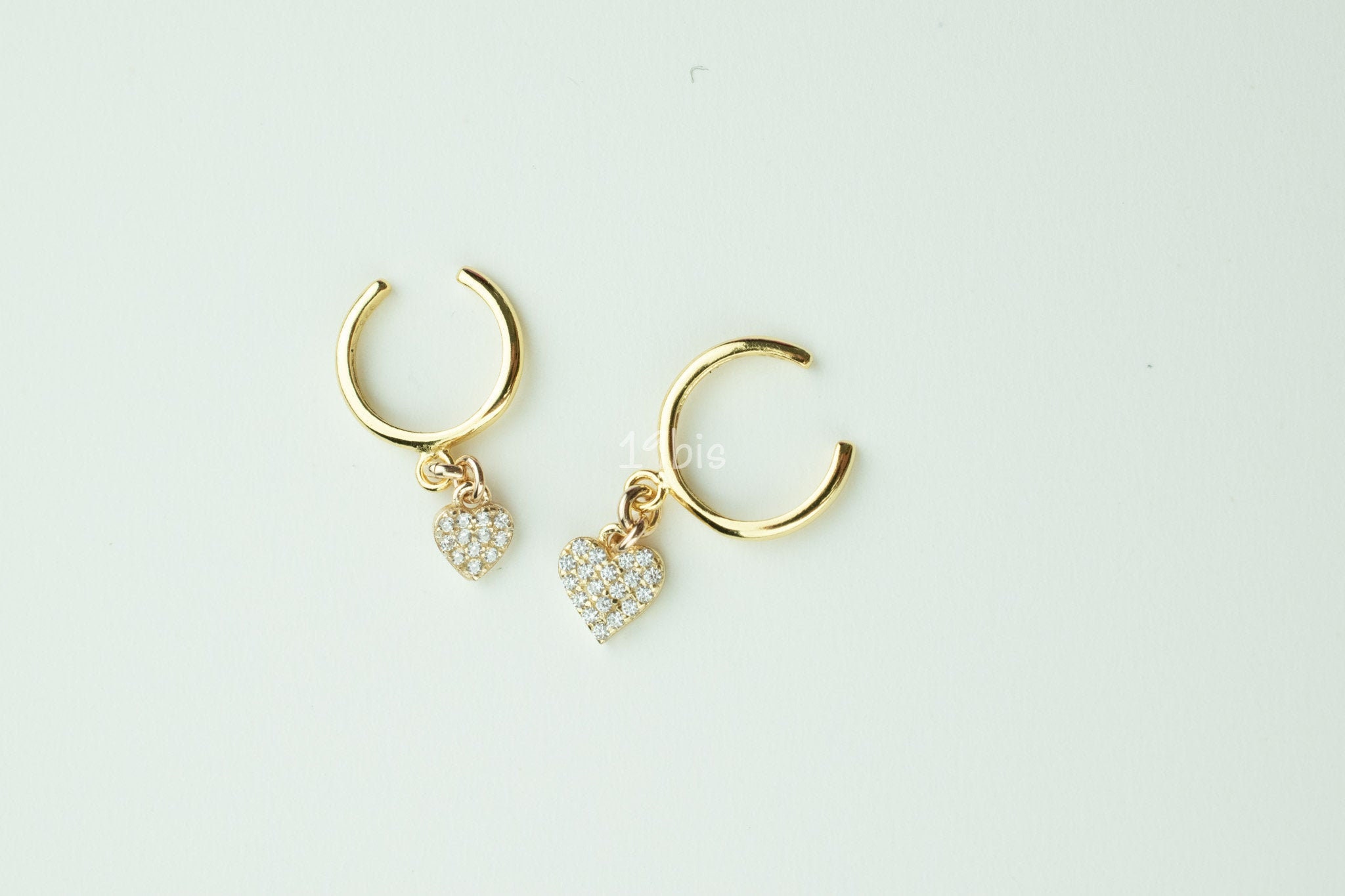 イヤリング Monday Edition _ Heart drop pendant ear cuff Heart Asymmetrical Chain Ear Gift,Witchy Cuff Earrings Chain