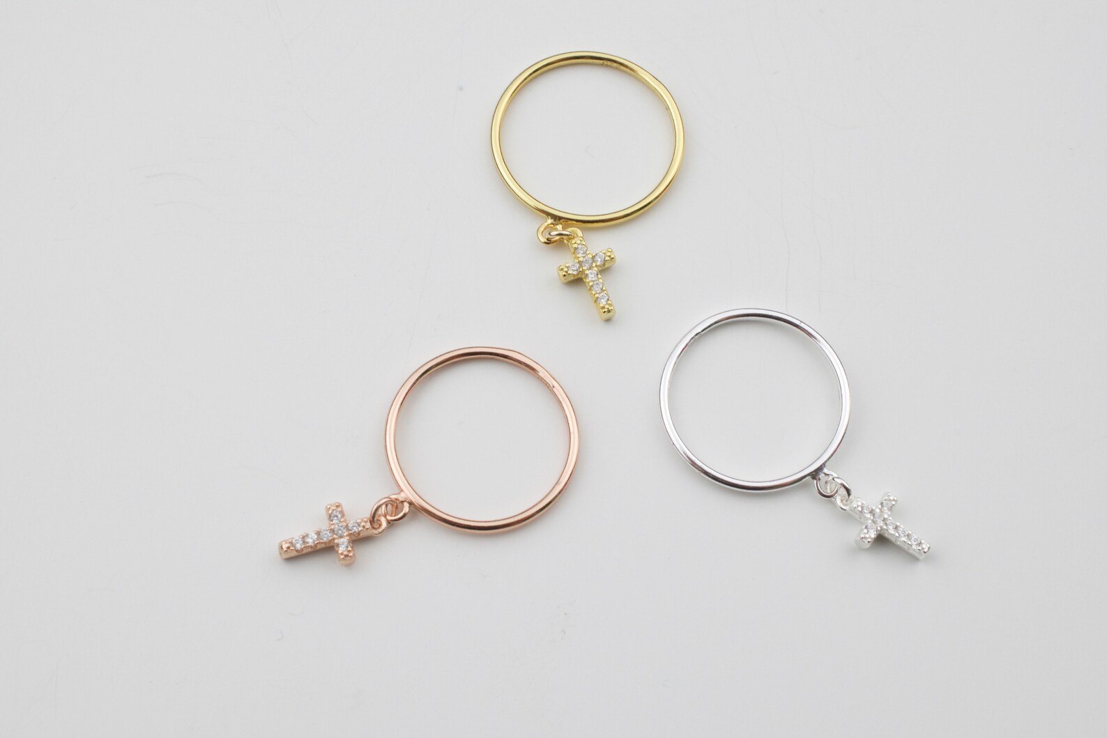 Tiny CZ Cross Ring Dangle Ring Mini Cross Religious Ring Etsy