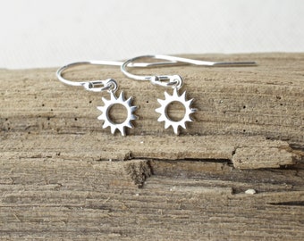 sunshine dangle earrings   - tiny sun - silver sun - gold sunshine - rose gold sunshine - sun earrings - drop earrings