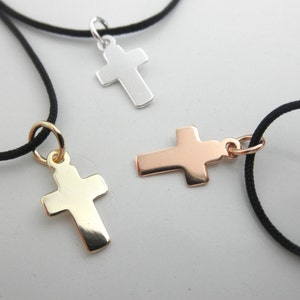 Cross cord choker - sterling silver cross choker - gold vermeil cord choker  - rose gold cord choker - adjustable choker
