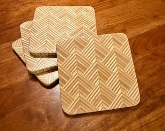Pattern Plywood Drink Coasters