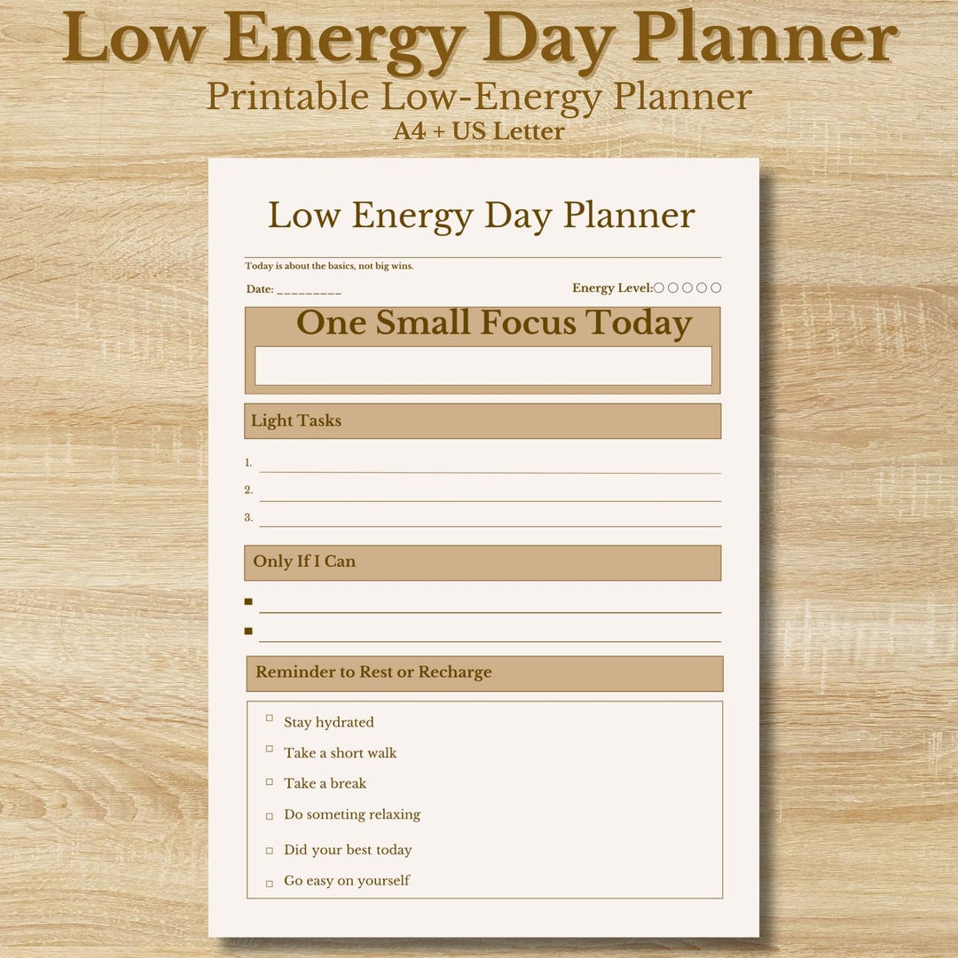 Low Energy Day Planner | Gentle Productivity, Burnout Recovery (digital ...