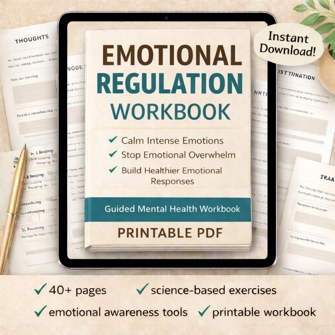 Emotional Regulation Workbook, CBT Mental Health Journal, Therapy ...