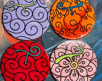 One Piece Devil Fruit Inspired Ceramic Coasters | Gaming Room Decor