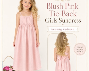 Girls Sundress Sewing Pattern PDF, Tie Back Bow Dress Pattern, Open Back Summer Dress, Kids Dress PDF Download