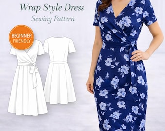 Classic Floral Wrap Dress Sewing Pattern |  Download