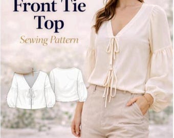 Front Tie Crop Top Sewing Pattern | Beginner Friendly Summer Blouse (PDF Download)