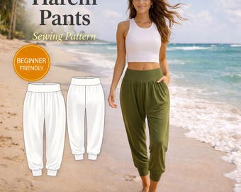 Harem Pants Sewing Pattern PDF | Loose Fit Boho Style DIY Comfortable Trousers (Digital Download)