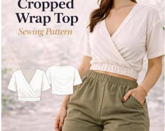 Cropped Wrap Top Sewing Pattern  Summer Blouse (PDF Download)