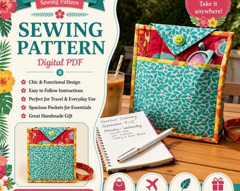 Tropical Traveller Bag Sewing Pattern PDF, Crossbody Passport Organizer, Quilted Travel Purse Tutorial, DIY Shoulder Bag