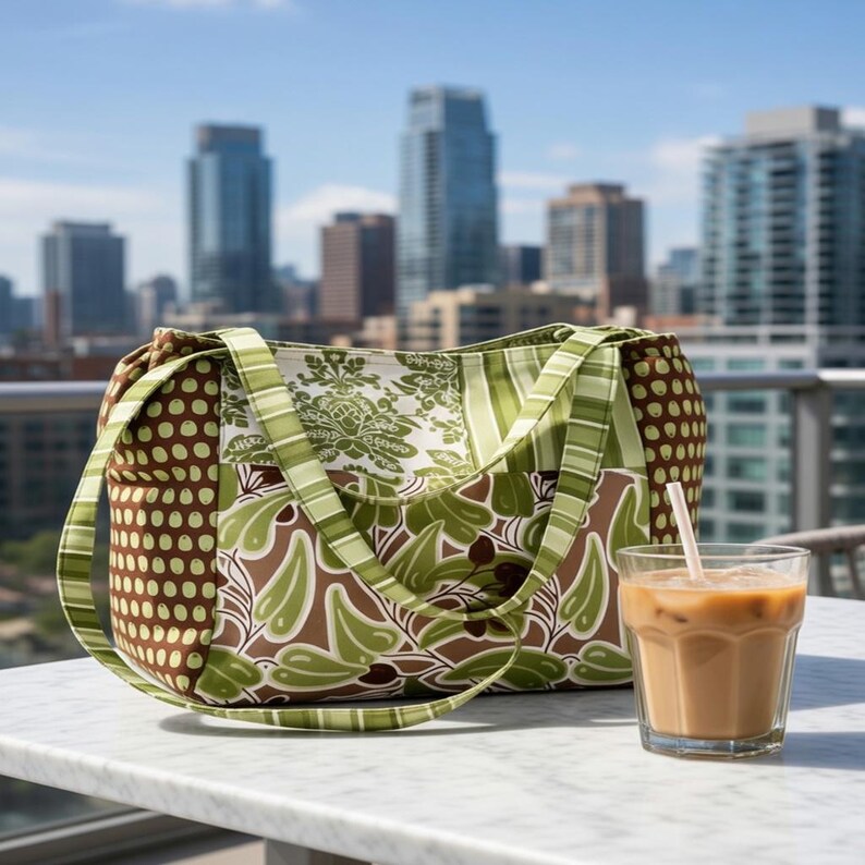 Patrón de costura en PDF para bolso grande de patchwork, patrón de bolso de hombro acolchado, tutorial para bolso de tela espacioso, bolso de viaje DIY imagen 11