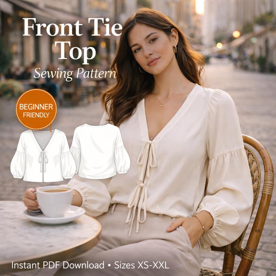Front Tie Top Sewing Pattern | Tie Front Crop Top | Summer Blouse ...