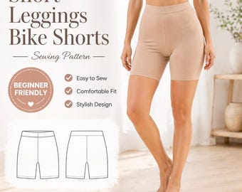 Bike Shorts Sewing Pattern | Short Leggings PDF | Women High Waist Shorts | Stretch Activewear DIY | Instant Download