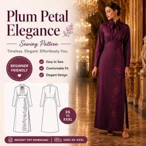 plum formal dress with sleeves Tina Holly Couture Designer BA201 Plum Long Sleeve Pearl Lace Dress Plum / 12 AUS main image 1