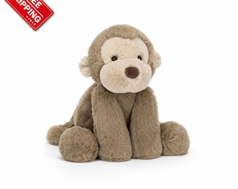 Jellycat Smudge Monkey Plush Toy |  Soft Cuddly Stuffed Animal | Cute Jungle Animal | Baby Shower Gift | Nursery Decor | Gift for Kids
