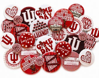Indiana Hoosiers Buttons | Indiana University Spirit Buttons | Football Game Day Pins | Tailgate Fan Gift