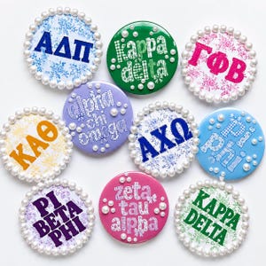 LoveShack Fancy Inspired Sorority Buttons | Custom Greek Letter Buttons | Big Little Gift | Bid Day | Any Sorority & Colors