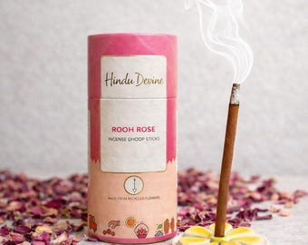 Rooh Rose Dhoop Sticks | Bambooless, Charcoal-Free Incense with Ceramic Holder