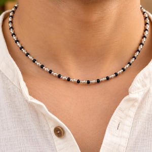 Rent silver Tulasi Mala, 1-rund Hare Krishna halsband, handgjorda andaktssmycken