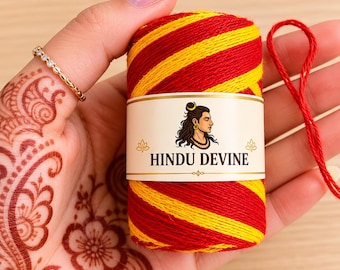 Hilo Moli Kalawa de algodón puro – Rojo y amarillo Raksha Sutra para rituales hindúes